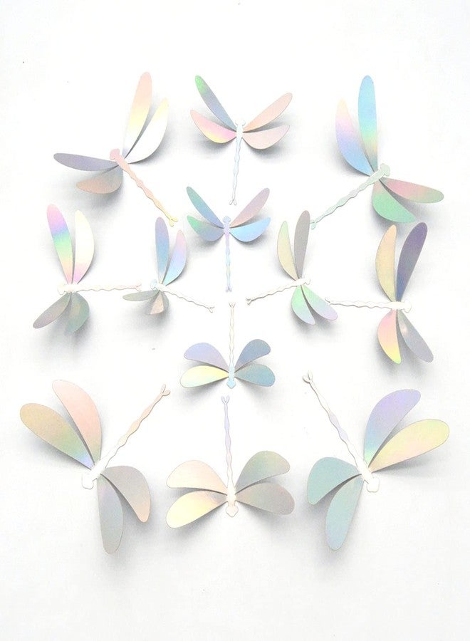 Qidie 60 Pieces 3D Dragonfly Wall Art Decor Stickers Silver Dragonfly Wall Decoration Window Wall Decals Stickers for Party/Doors/Bedroom Living Room/Wedding Decoration (Silver Dragonfly) - Image 1